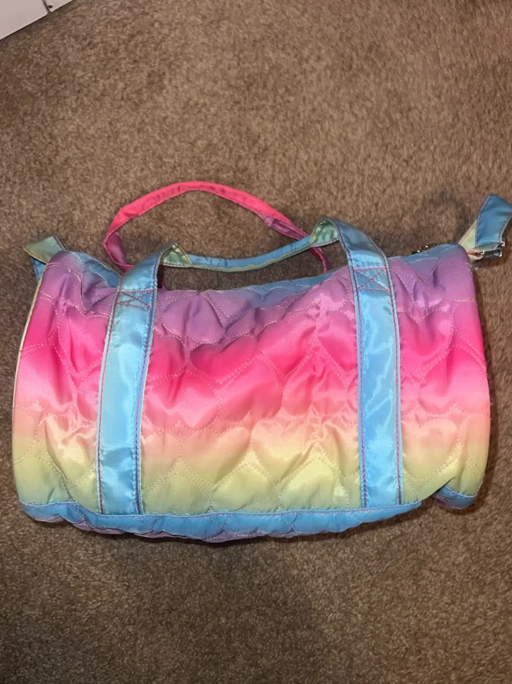 Kids Pink Rainbow 'DANCE' Quilted Tote Bag